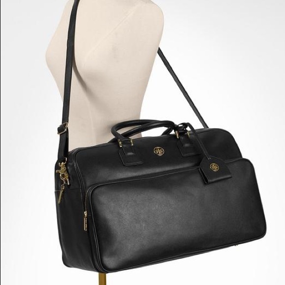 Tory Burch Black Leather Robinson Duffle Bag